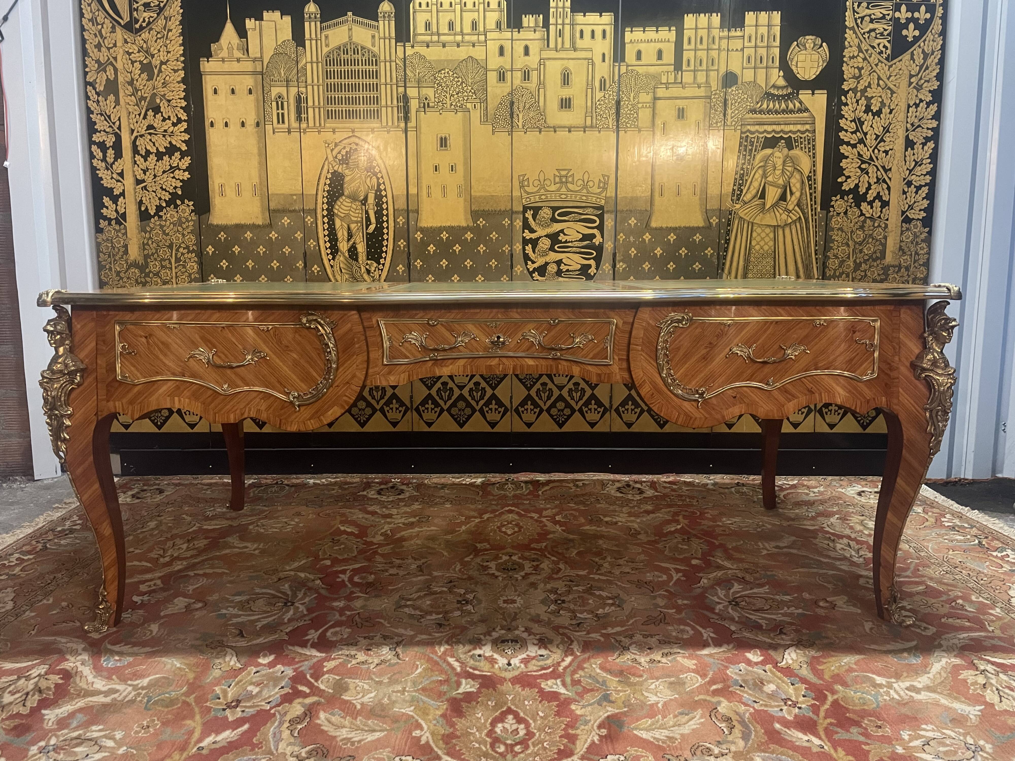 Louis XV style flat desk in marquetry