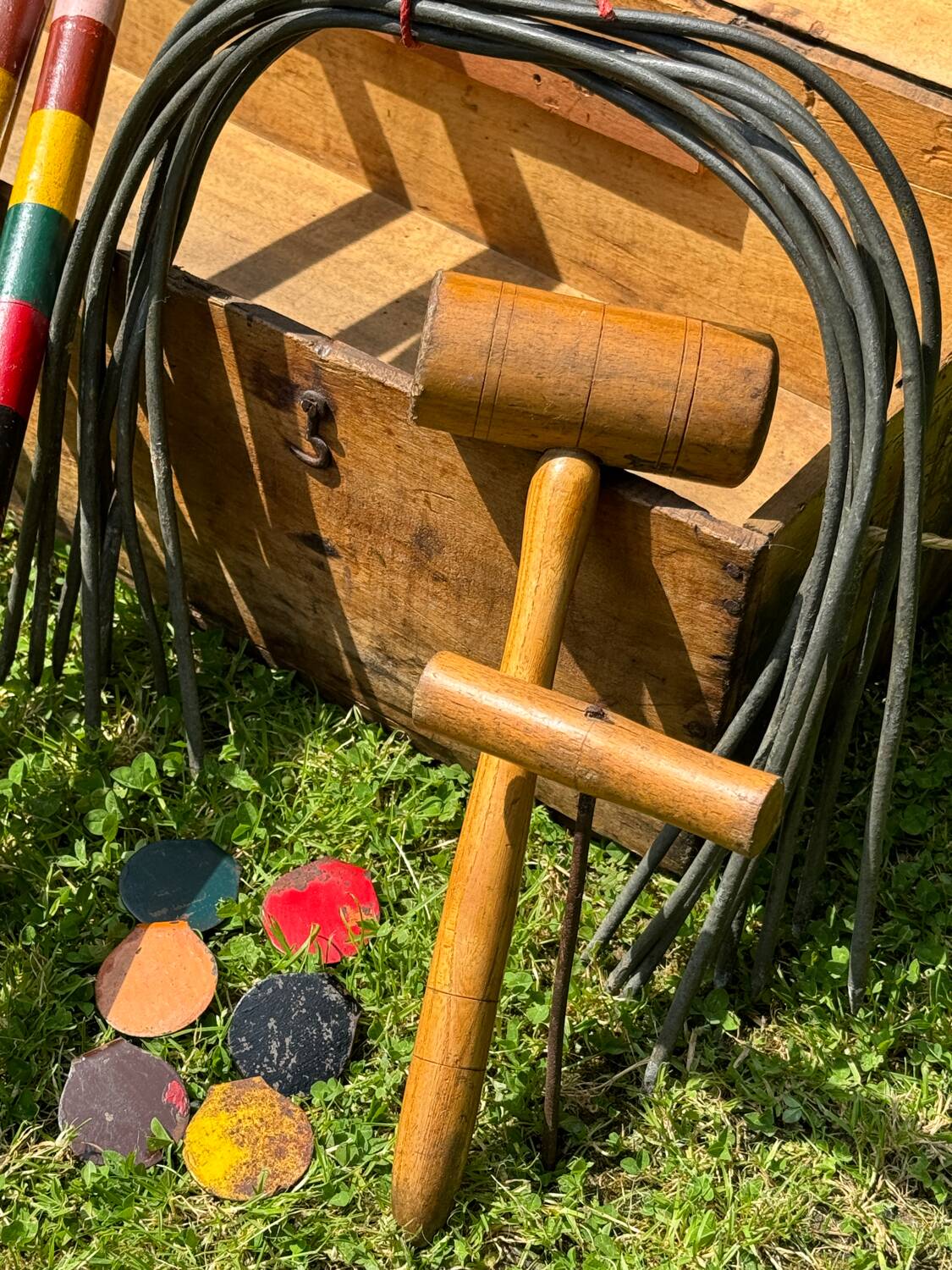 Old vintage wooden croquet game