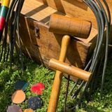 Old vintage wooden croquet game