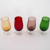 Set of colourful glasses, Italian design, 1970s, made in Italy