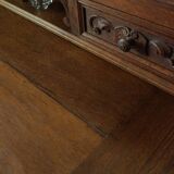 Neo-Renaissance oak cash desk and step