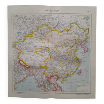 a geographical map from Atlas Quillet year 1925 map: political China
