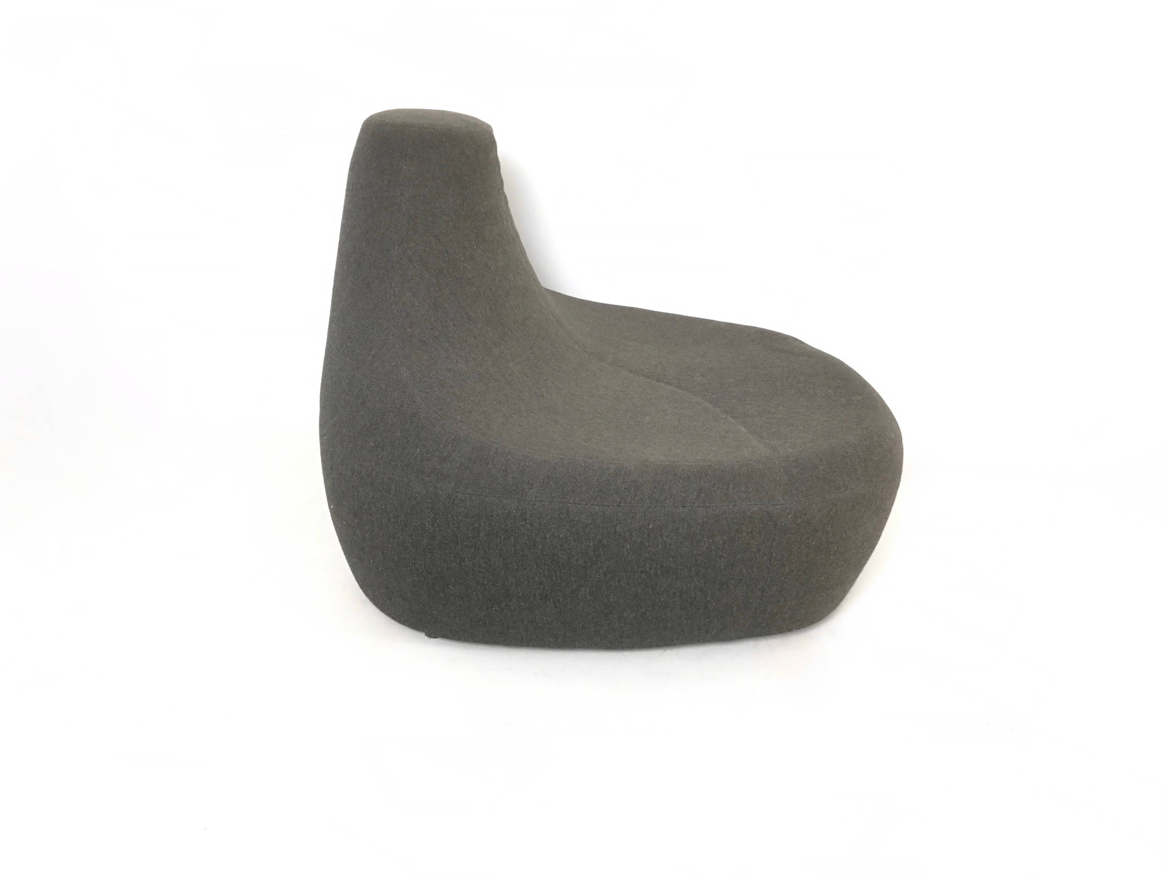 Pair of Postmodern Black and Goldenrod Polyurethane Lounge Chairs, Italy