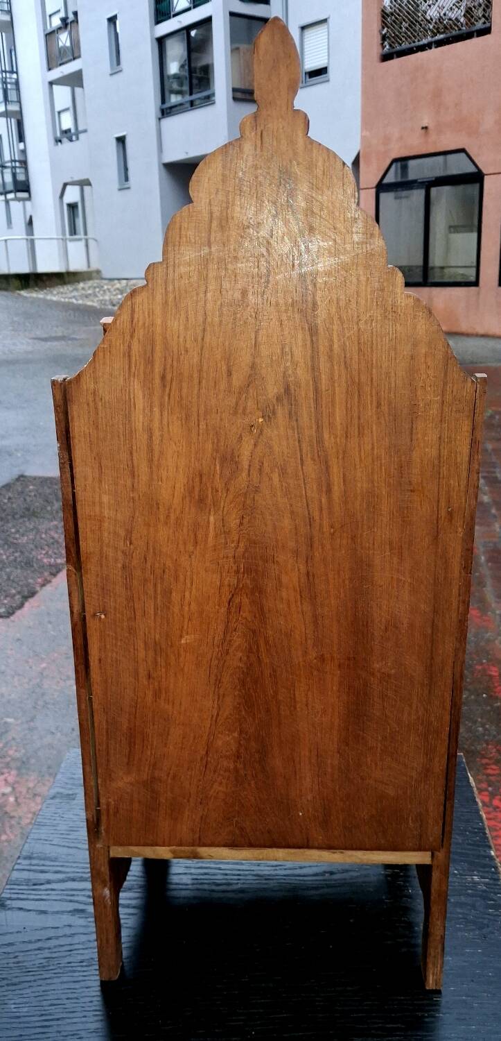 Small bar cabinet, carved wood, Alpine folk art