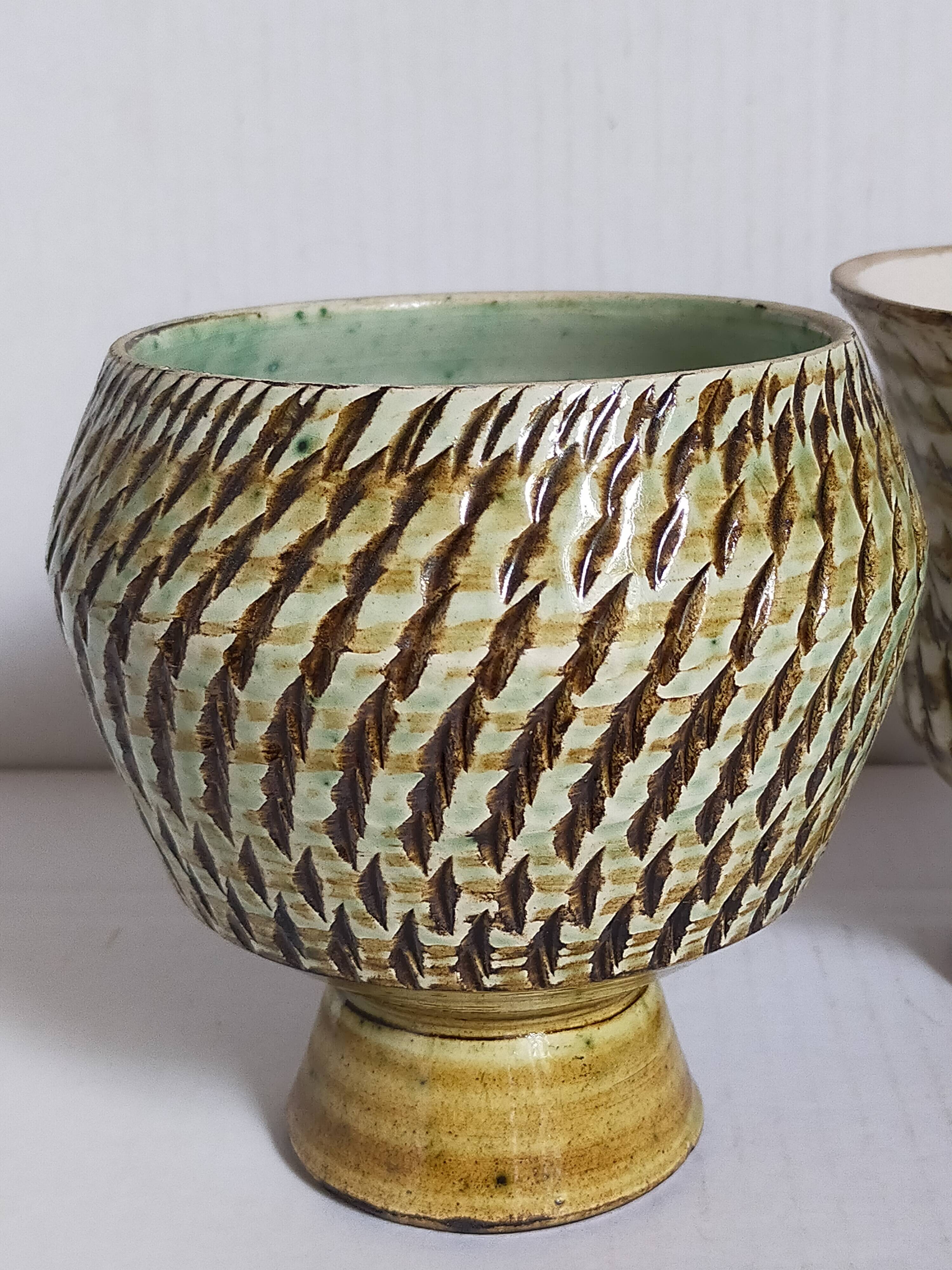 Duo of sacrificed ceramics Pottery by Pieter Groeneveldt 60s