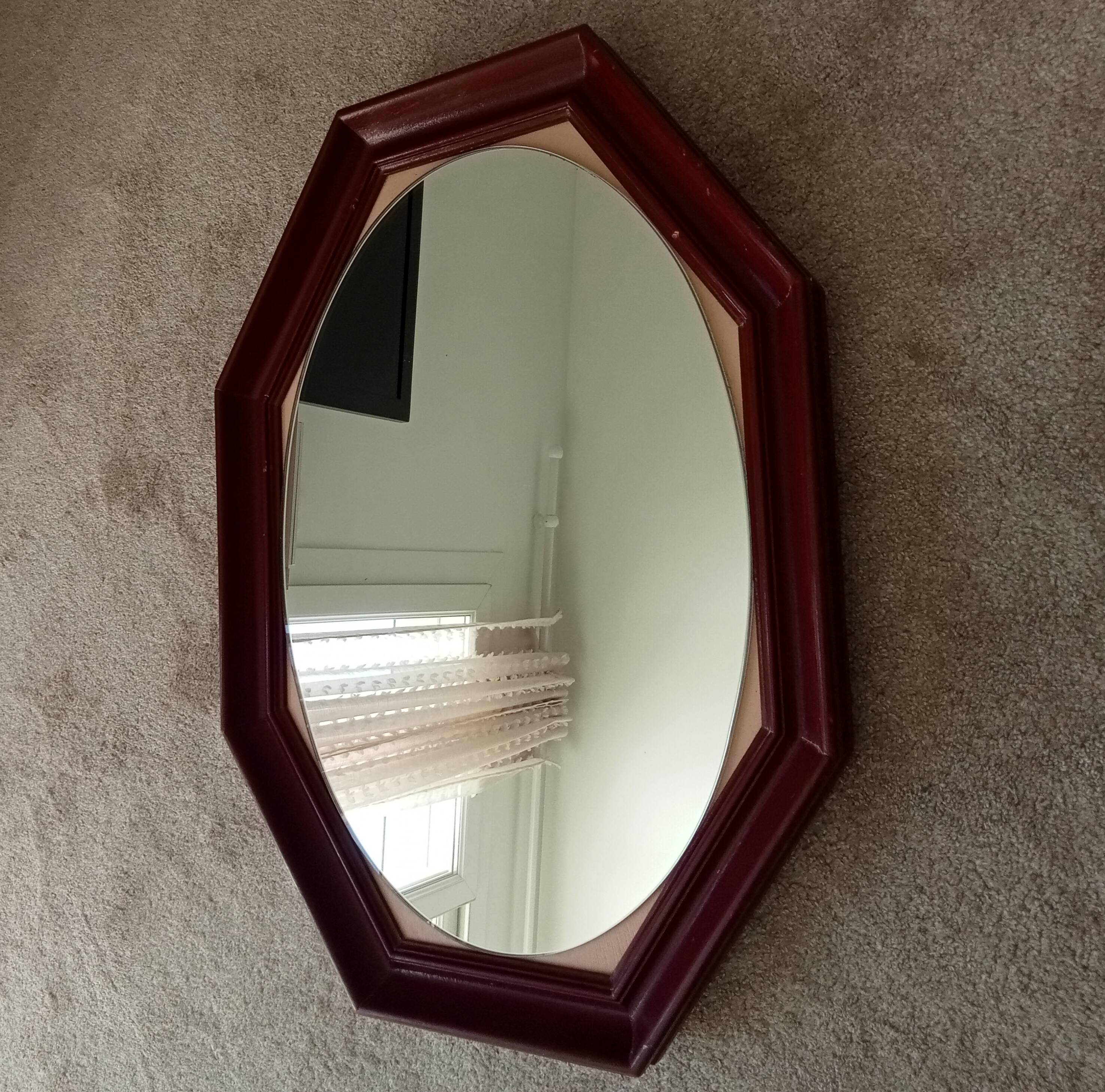 Miroir octogonale art déco en bois massif