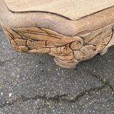 Rectangular Art Deco dining table with a central pedestal, renovated in solid oak.
