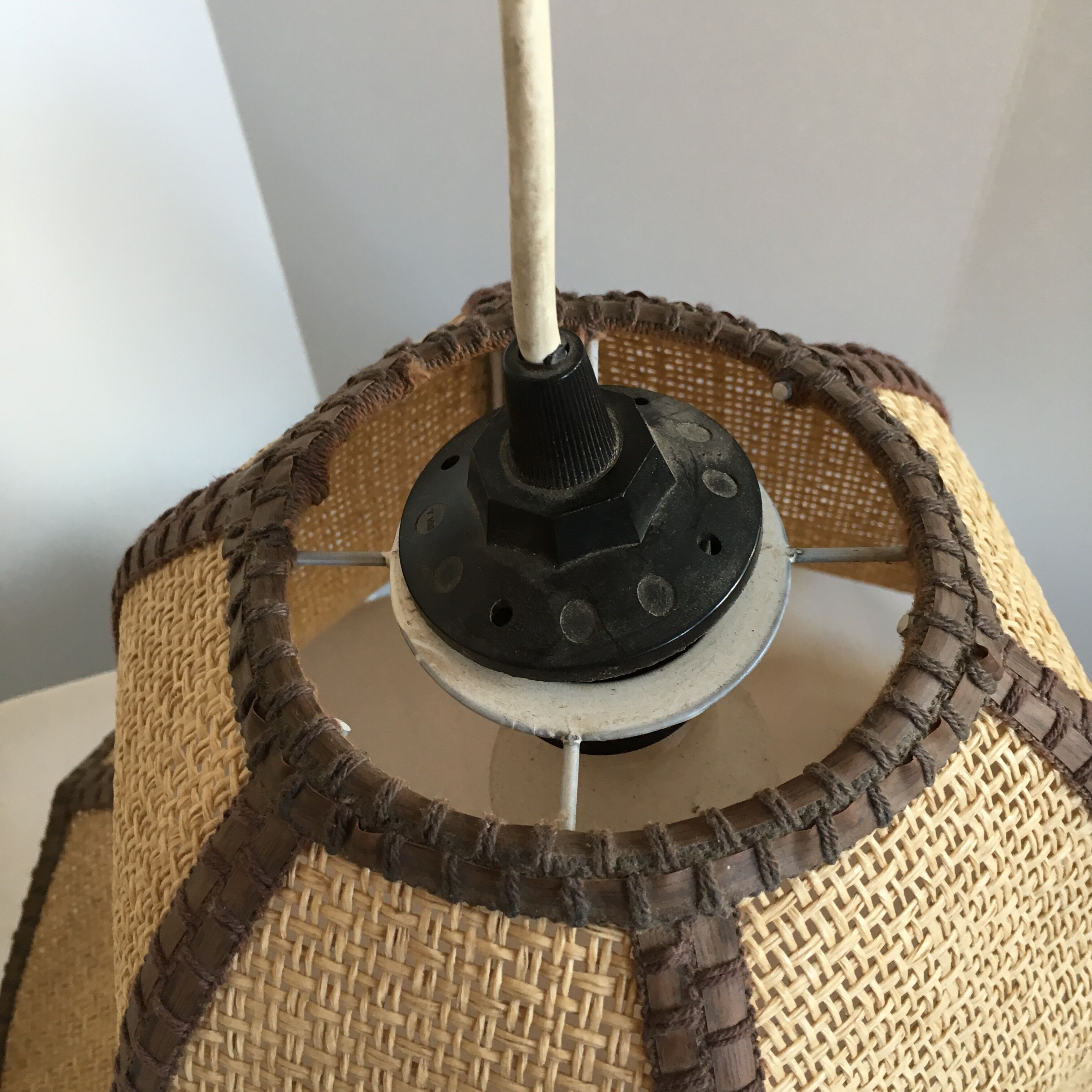 Hanging in wicker and rope-shaped petals