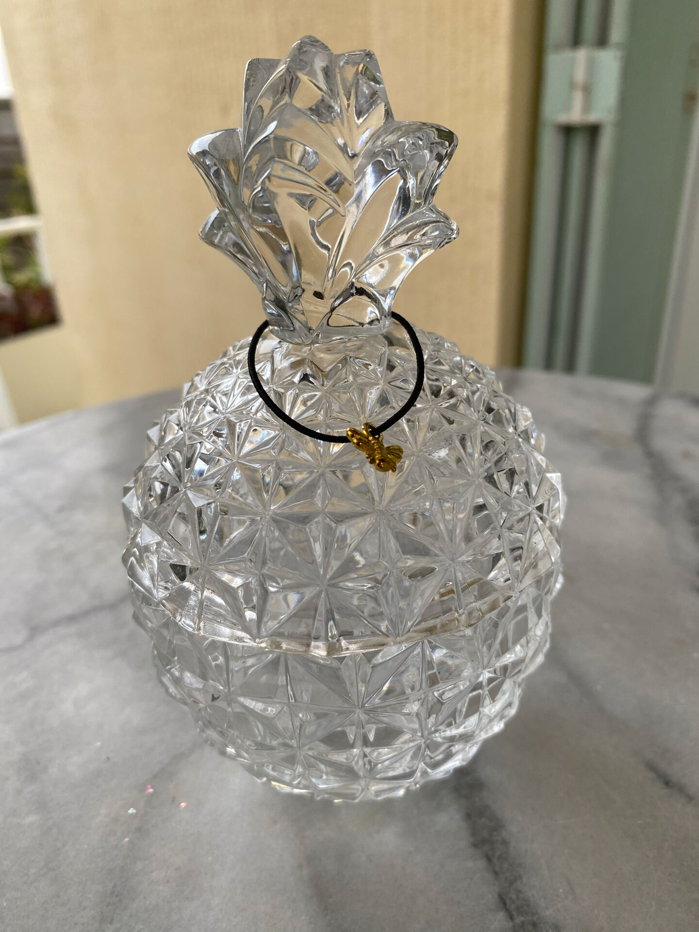 Candy box / Jewellery box "Pineapple" in cut crystal – Vintage style