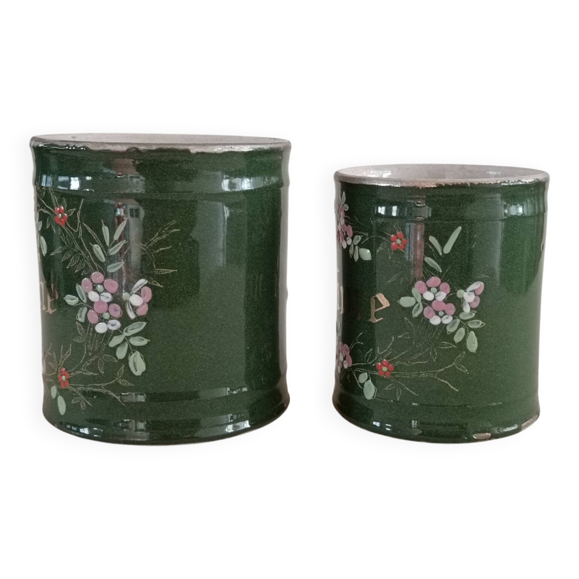 2 stoneware spice jars