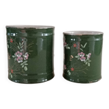 2 stoneware spice jars