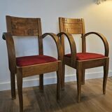 Pair of Art Deco Walnut Bridge Armchairs