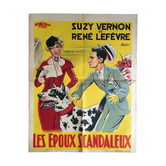 Affiche cinéma "Les Epoux scandaleux" Suzy Vernon 60x80cm 1935