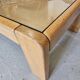 Designer coffee table 1970-1980 in kois elm and glass