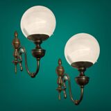 Bronze Glass Sconces Set of 2 1960’s