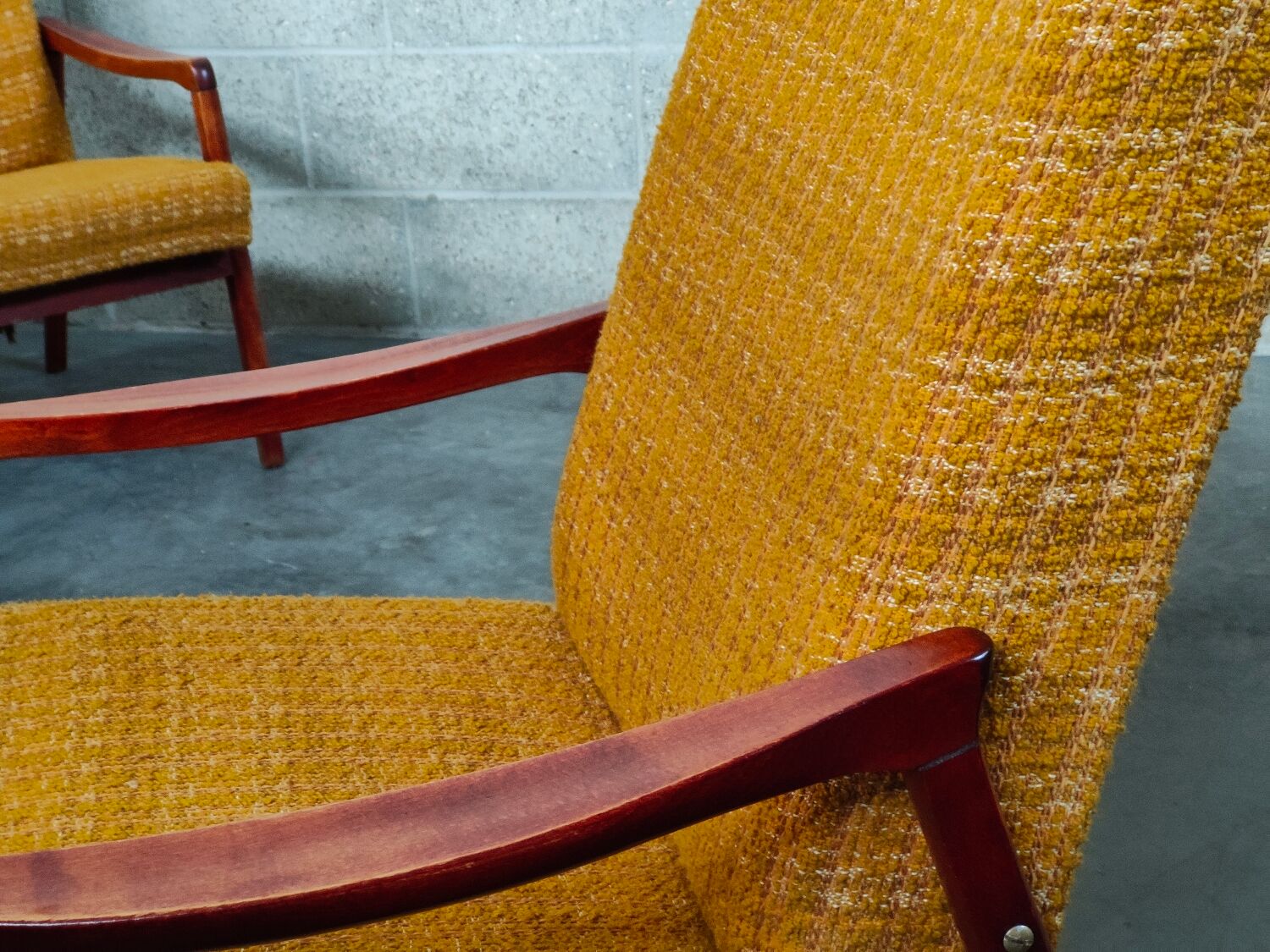 Pair of armchairs Jiri Jiroutek bouclette Yellow 1960