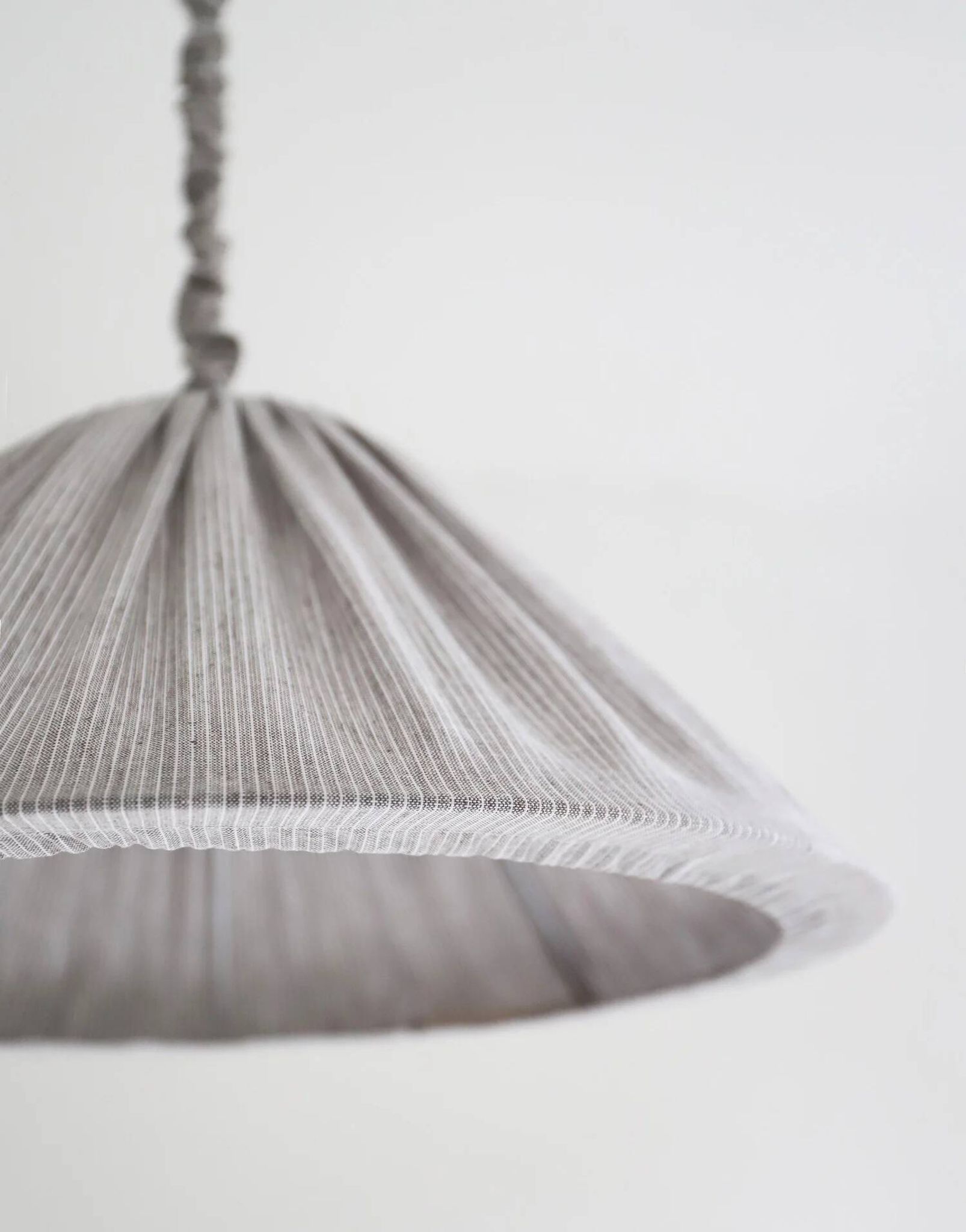 "Malala" pleated linen and cotton suspension with fine classic grey stripes.