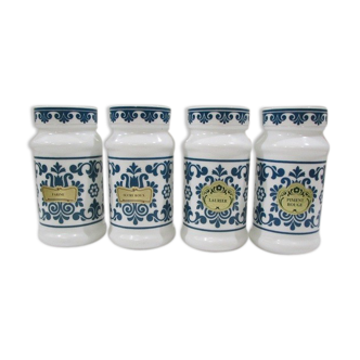 4 opaline spice jars