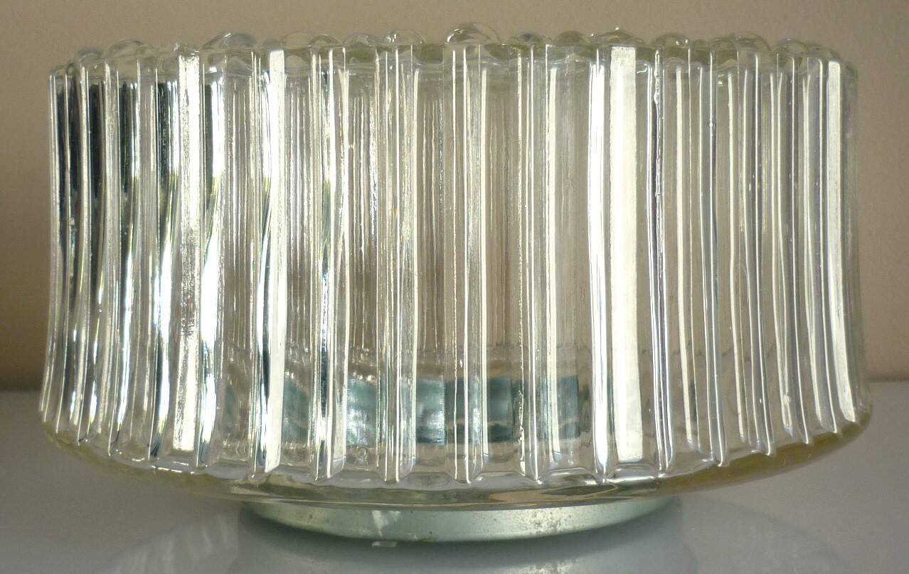 Large round ceiling light, molded glass wall light, thick, Helena Tynell, 1960s