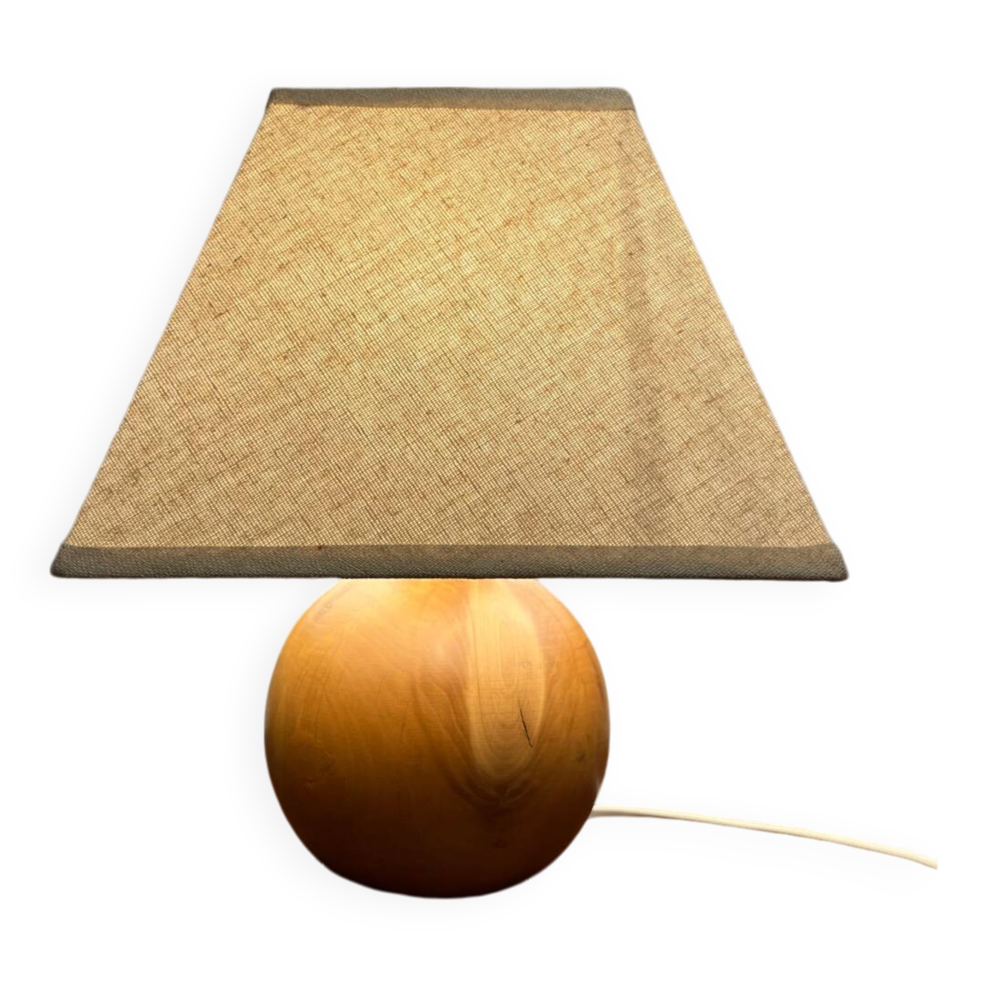 Solid wood ball table lamp with lampshade