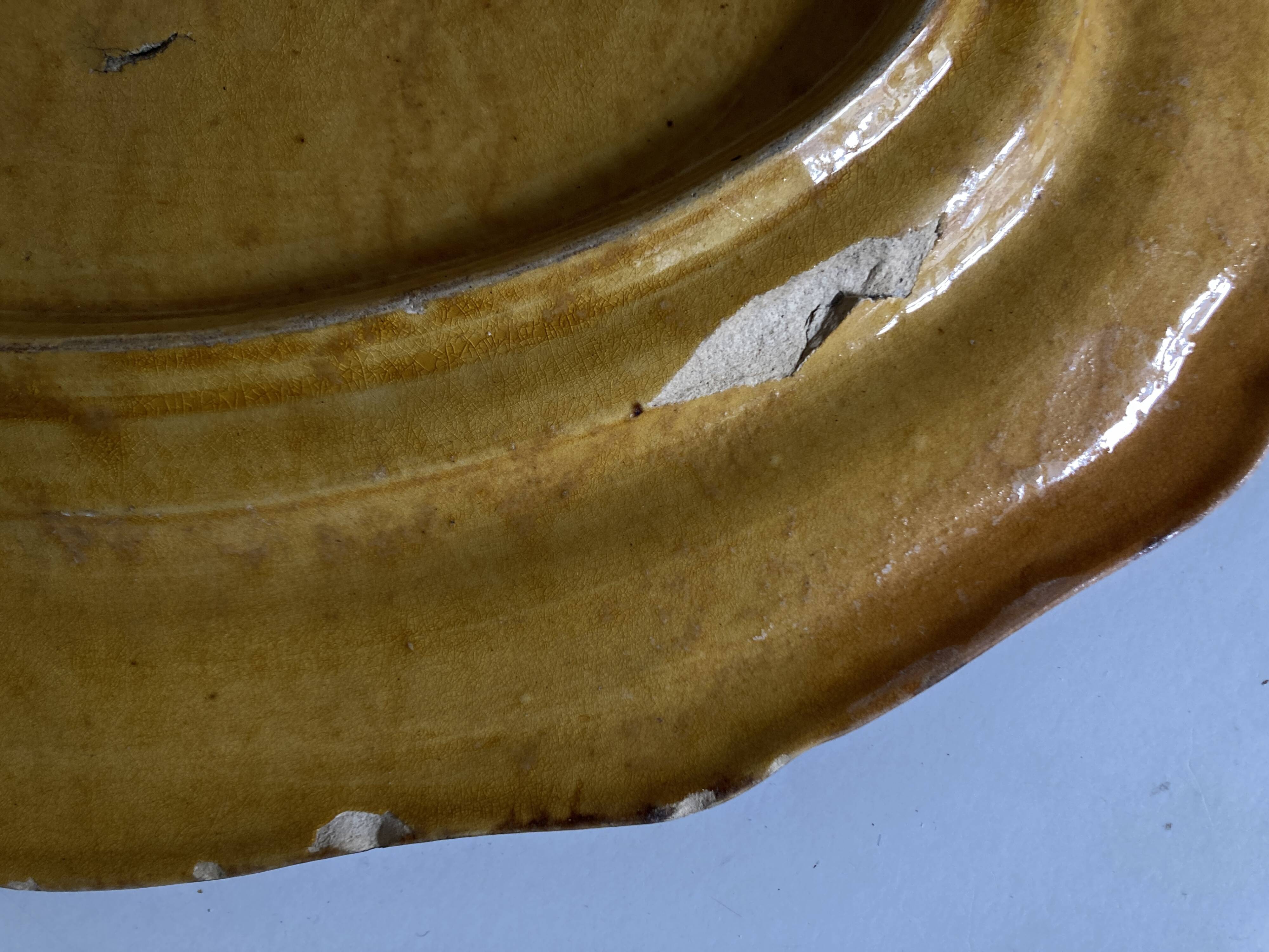 Glazed earthenware country dish with fluting, Provence 1950.