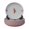 6 Plates dessert porcelain decoration peppers of the Basque Country