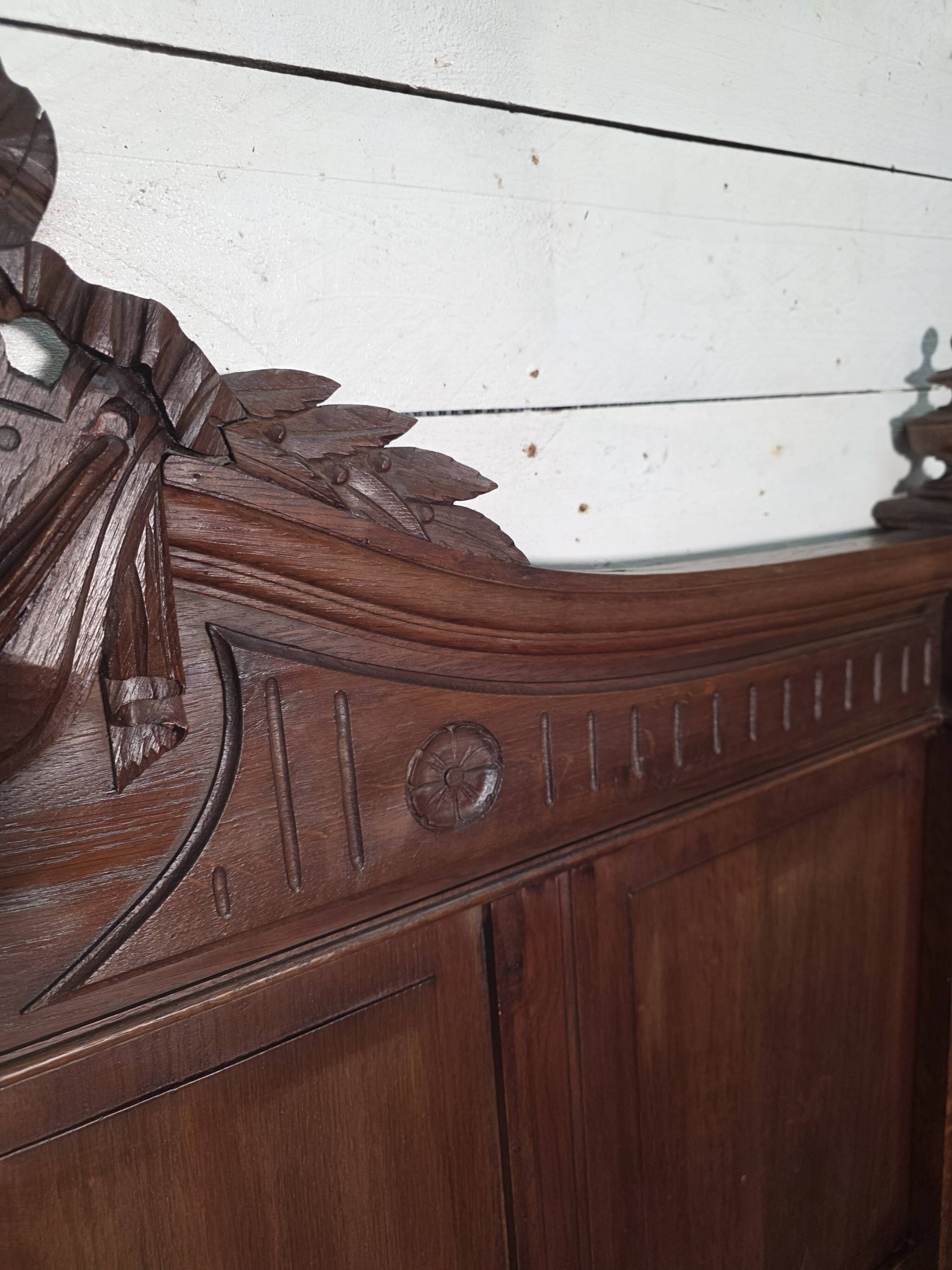Antique solid oak headboard