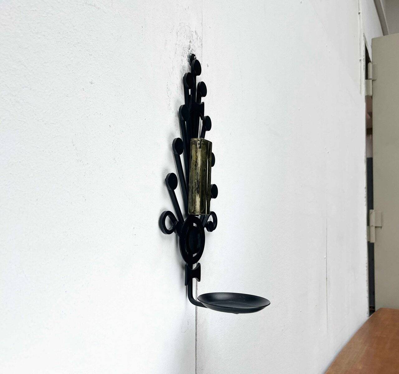 Mid-century modern Danish candle holders in metal and glass by Dantoft, 1960s, set of 2.