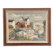 Swedish Oil on Canvas “Houses on Mountain” by Olof H Vintage & Framed 49×39cm
