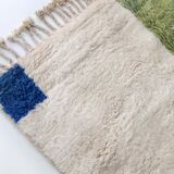 Moroccan berber carpet beni ouarain unbleached with colorful patterns 207x166cm