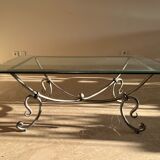 Glass and steel coffee table