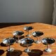 Set of 6 metal ice cream cups on flower-shaped feet