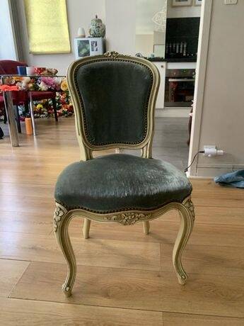 Wood and velvet chair, 19th century Louis XV style