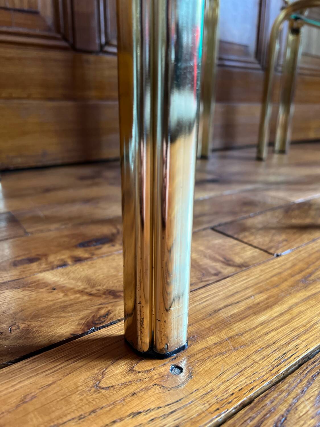 Set of 3 square nesting tables 1970 brown smoked glass