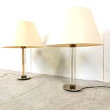Pair of vintage large lucite table lamps, 1970s
