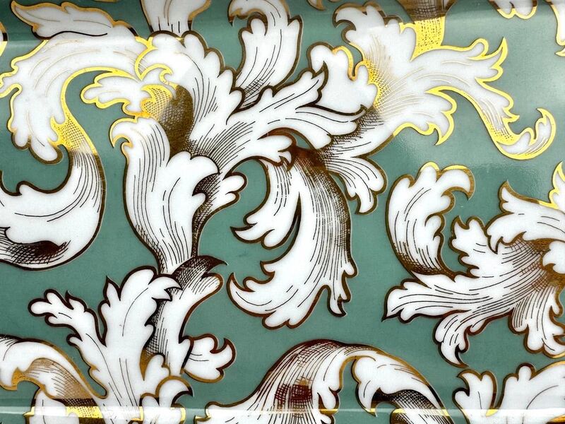 Rectangular Limoges porcelain dish – Geneviève Lethu – “Cipango” decor, 1991