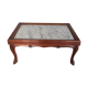 Wood and white marble top coffee table