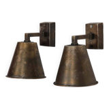 Pair of brass sconces, 20th century work