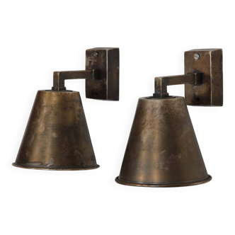 Pair of brass sconces, 20th century work