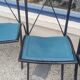 5 Bella folding chairs in steel and petrol blue leather by Maison Cattelan