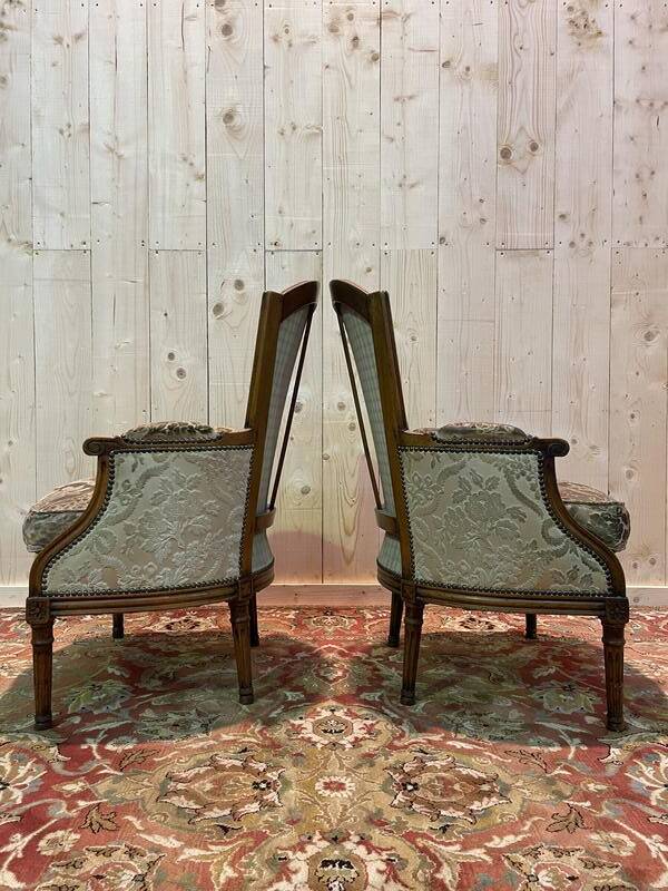 Pair of Louis XVI style bergere armchairs