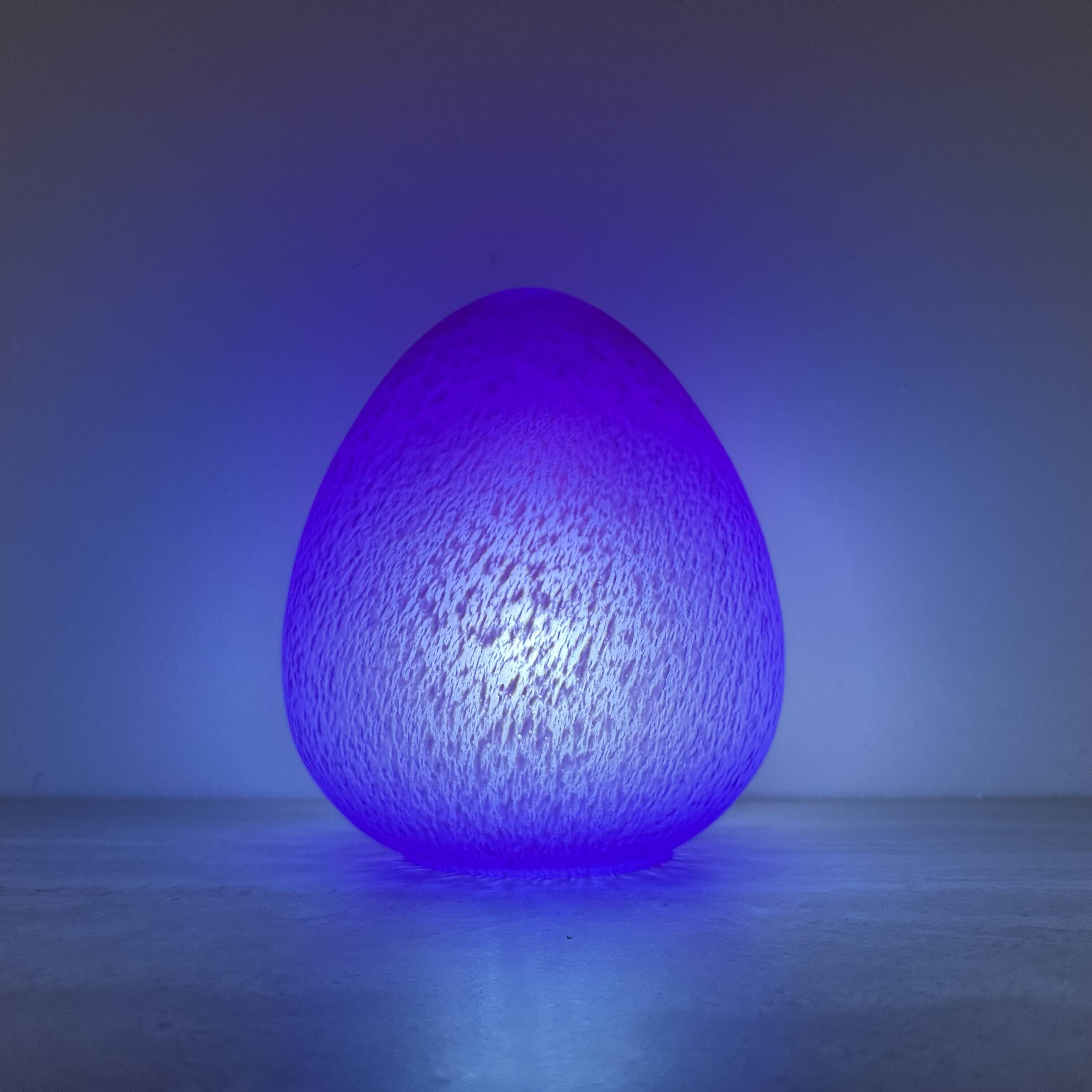 Mid-century design blue glass egg shaped table lamp , 1970s
