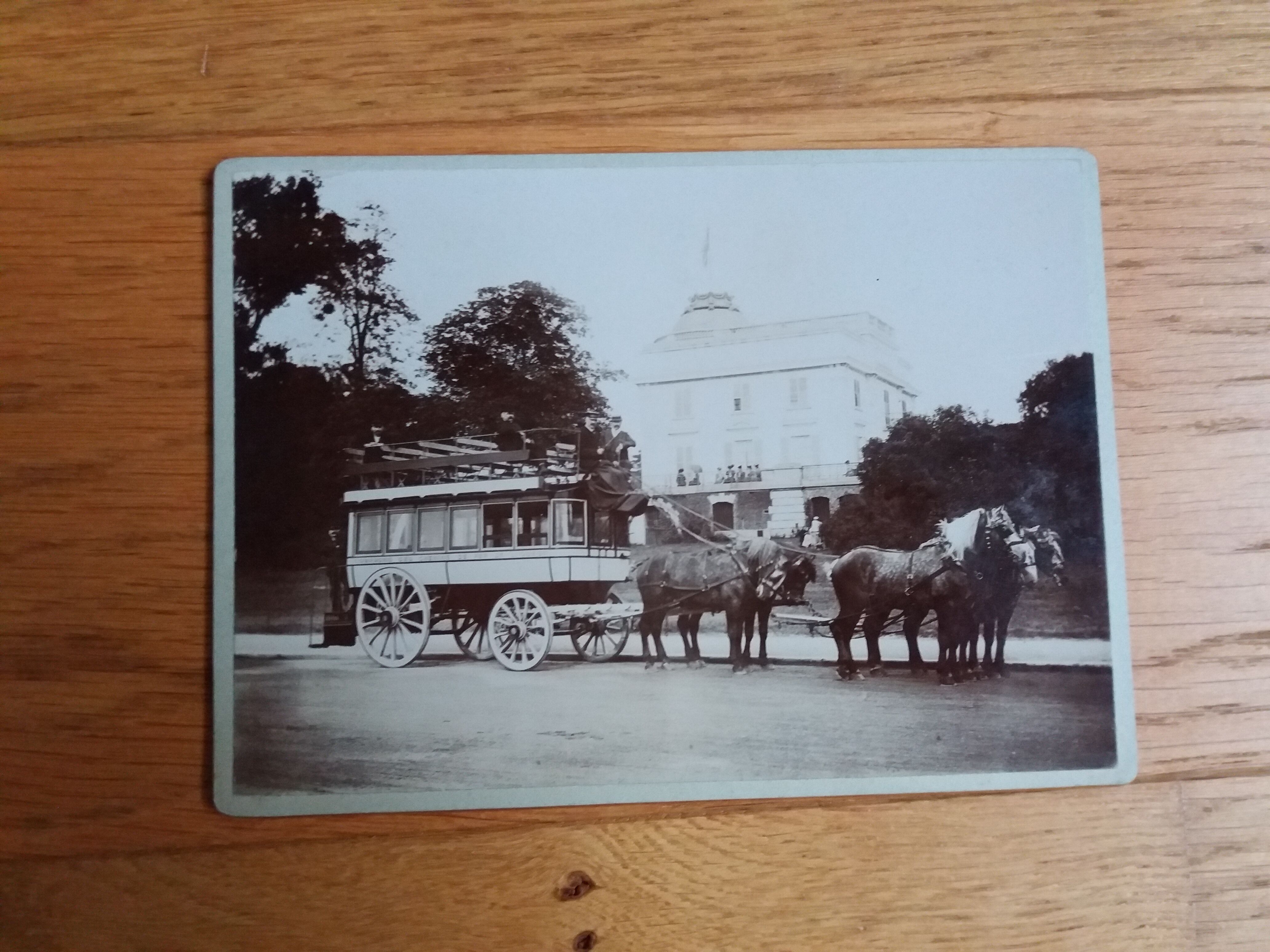 Old photograph 1900 Western Railway Company, stagecoach and horses