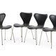 4x Arne Jacobsen black leather chairs Fritz Hansen