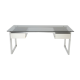 Desk stainless steel brushed gray smoked glass by Patrice Maffei for Kappa 1970