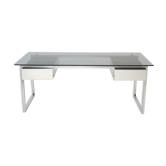 Desk stainless steel brushed gray smoked glass by Patrice Maffei for Kappa 1970