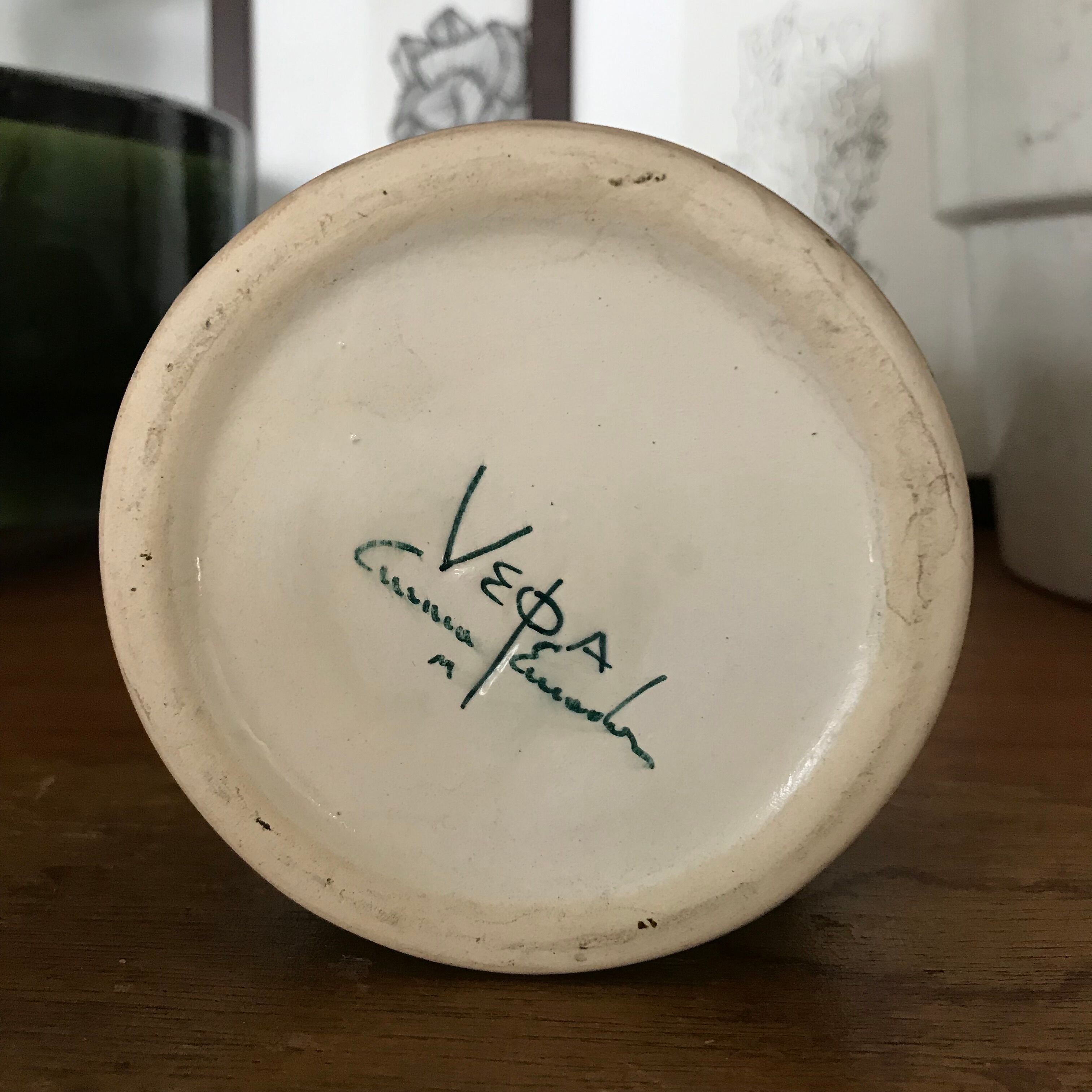 Enamelled stoneware pitcher