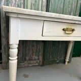 Kitchen table in wood and Carrara marble