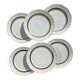 6 Vintage White and Gold Porcelain Dinner Plates Limoge France ADP "Ariane" - Elegant Antique French Tableware