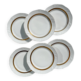 6 assiettes plates vintage en porcelaine blanche et dorée Limoge France ADP "Ariane" – Vaisselle ancienne française élégante